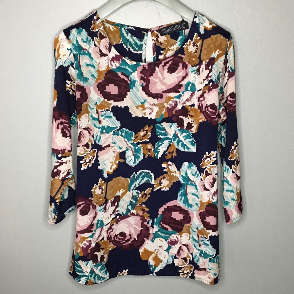 Sugarhill Boutique Floral Cross-Stitch Top